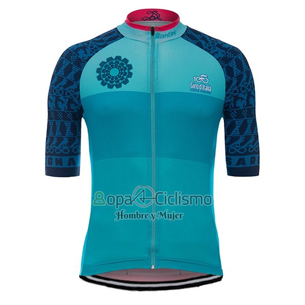 Giro d'Italia Ropa Ciclismo Culotte Corto 2017 Hombre Mangas Cortas Sardegna Azul Claro
